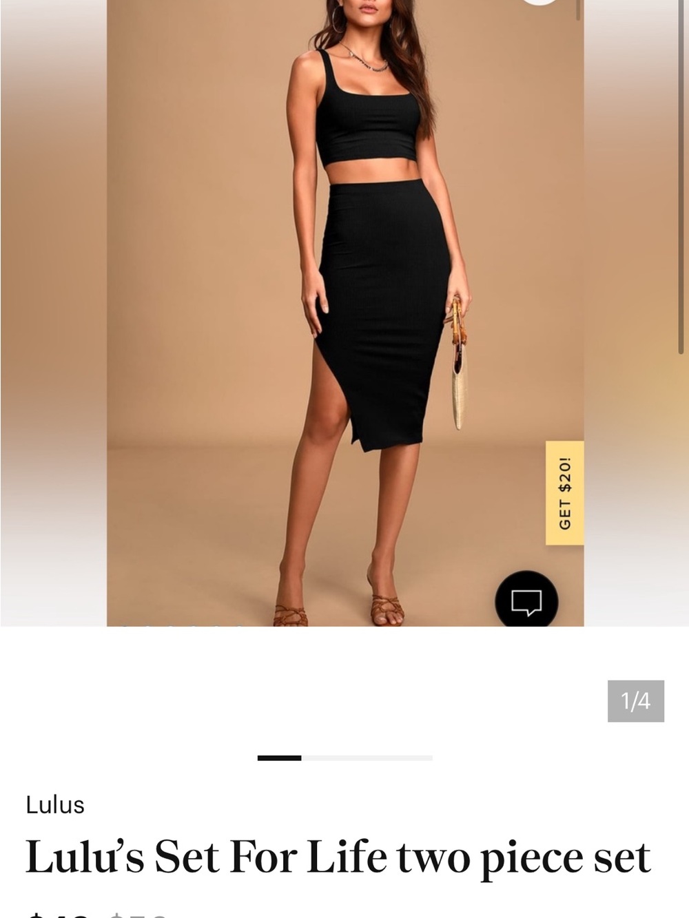 Lulu's Black Midi Pencil Skirt with Side Slit